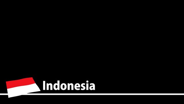 インドネシアの国旗と国名が画面下部に現れます。背景はアルファチャンネル(透明)です。
