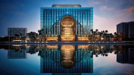 opulent landmark hotel building illustration elegant modern, architectural famous, exclusive lavish opulent landmark hotel building