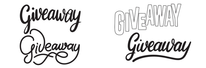 Collection of Giveaway text banner isolated on transparent background. Hand drawn vector art