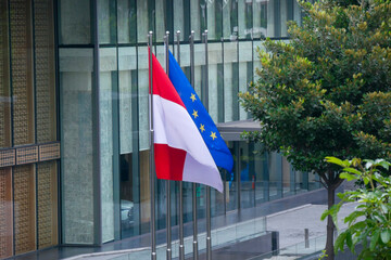 flag of european union and national flag of indonesia