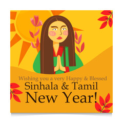 Sinhala & Tamil New Year template Vector Illustration
