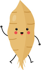 Vector illustration of cute kawaii yam isolated on white background.