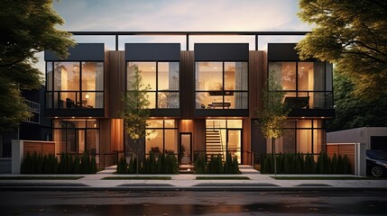 contemporary modern townhouse building illustration urban design, architecture spacious, stylish chic contemporary modern townhouse building