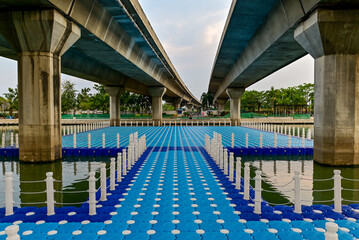 Thailand Nonthaburi, May 2023, 13 Floating plastic capital for convenience in sports and safety in...