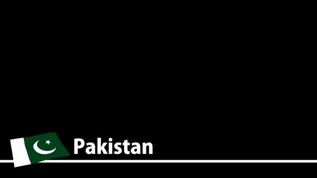 パキスタンの国旗と国名が画面下部に現れます。背景はアルファチャンネル(透明)です。