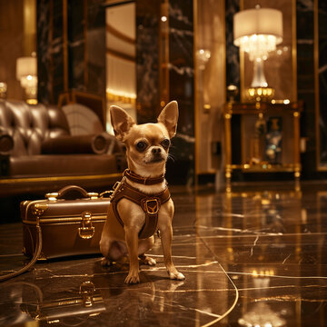 chiwawa dans un h&ocirc;tel de luxe