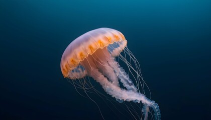 A Jellyfish With Tentacles That Dance With The Cur - obrazy, fototapety, plakaty