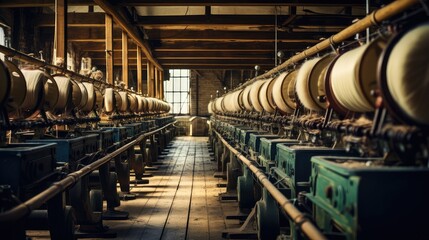 Fototapeta na wymiar looms equipment textile mill illustration spindles carding, weaving spinning, knitting cutting looms equipment textile mill