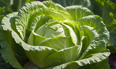Fototapeta na wymiar beautiful green opened cabbage