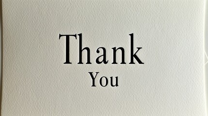 "Thank You" on a classic thank you card with timeless serif typography in black ink on a clean ivory background, exuding elegance and refinement in its simple yet heartfelt message.