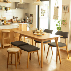 Fototapeta premium 日本の現代的なダイニングキッチン