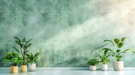 Serene indoor plant arrangement on wooden surface
