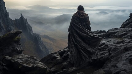 soldier standing on the top of the mountain