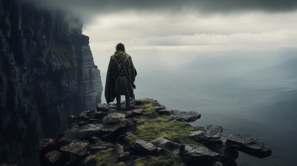 soldier standing on the top of the mountain