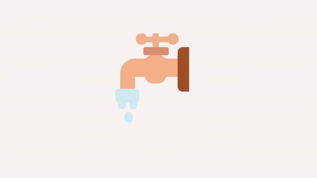 Animated water faucet icon is suitable for laundry business, restaurant, hotel, toilet.