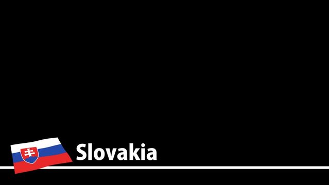 スロバキアの国旗と国名が画面下部に現れます。背景はアルファチャンネル(透明)です。