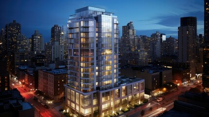 Obraz premium luxury apartment hotel building illustration modern design, architecture urban, living amenities luxury apartment hotel building