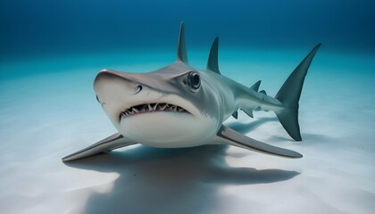 A Hammerhead Shark With Its Eyes Scanning The Ocea