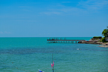 Beautiful sea clear water, relaxing in your holiday at Khanom beach Nakhon si thammarat Thailand.