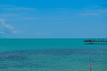 Beautiful sea clear water, relaxing in your holiday at Khanom beach Nakhon si thammarat Thailand.
