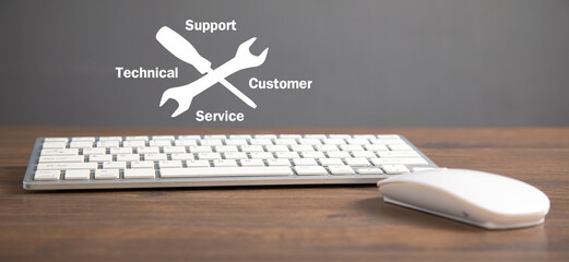 Computer mouse and keyboard. Technical Support Customer Service