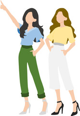 Naklejka premium 目標を見据える女性2人のイラスト