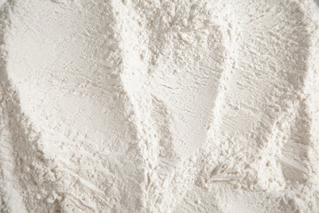 White flour or powder. Close up