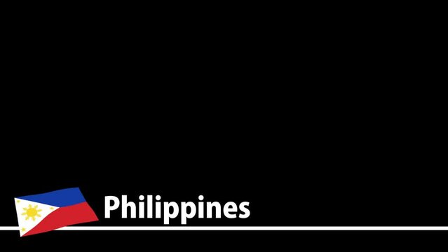 フィリピンの国旗と国名が画面下部に現れます。背景はアルファチャンネル(透明)です。