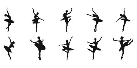 Woman Ballet Silhouette - obrazy, fototapety, plakaty