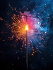 colored fireworks, on a black background