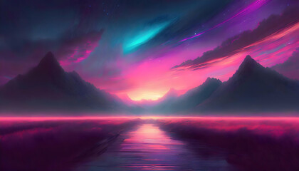 A silhouette hand combined with a photograph of a forest mountain landscape on digital art concept, Generative AI.