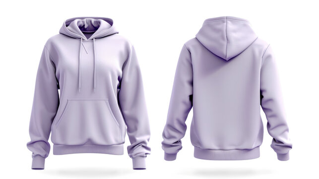 Lilac hoodie, front and back view on a white background