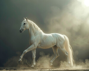 Obraz na płótnie Canvas Elegant horse in studio, detailed view, soft backlight,