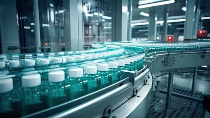 Fototapeta premium production factory pharmaceutical plant illustration drugs medicine, facility equipment, research development production factory pharmaceutical plant