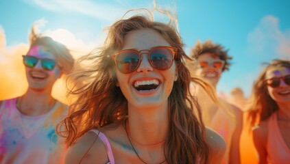 Joyful Friends Celebrating Holi Festival