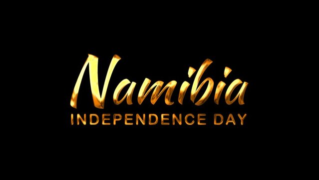 Namibia Independence Day Text Animation on Gold Color. Great for Namibia Independence Day Celebrations, for banner, social media feed wallpaper stories.