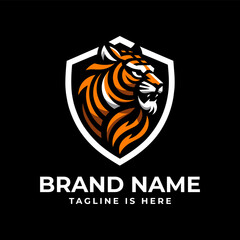 Tiger shield logo: Projects strength, protection, and courage, embodying resilience and power in defense.