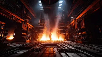 Foto op Canvas manufacturing process steel mill illustration industry machinery, equipment melting, casting rolling manufacturing process steel mill © sevector