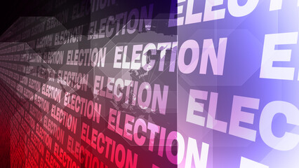 Presidential election text background typographic backdrop encompassing political concept of voting candidates, and election results