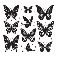 Butterfly Silhouette Vector Collection for Graceful Designs and Nature-inspired Projects. Black Butterfly Illustration, Butterfly vector.