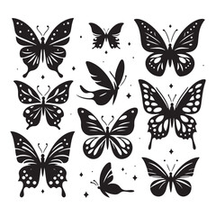Butterfly Silhouette Vector Collection for Graceful Designs and Nature-inspired Projects. Black Butterfly Illustration, Butterfly vector.