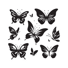 Butterfly Silhouette Vector Collection for Graceful Designs and Nature-inspired Projects. Black Butterfly Illustration, Butterfly vector.