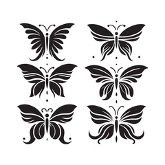 Butterfly Silhouette Vector Collection for Graceful Designs and Nature-inspired Projects. Black Butterfly Illustration, Butterfly vector.