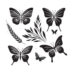 Butterfly Silhouette Vector Collection for Graceful Designs and Nature-inspired Projects. Black Butterfly Illustration, Butterfly vector.