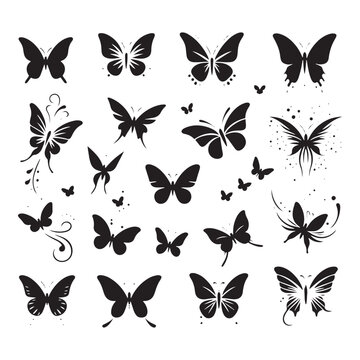 Butterfly Silhouette Vector Collection for Graceful Designs and Nature-inspired Projects. Black Butterfly Illustration, Butterfly vector.