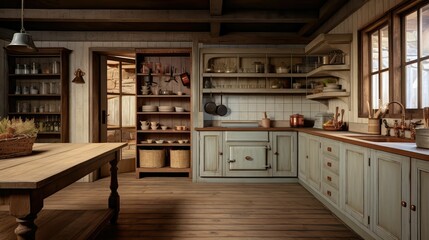 Fototapeta premium design cabinets farmhouse building illustration wood storage, country home, decor style design cabinets farmhouse building