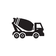 Fototapeta premium Concrete Creations: Authentic Cement Mixer Silhouette Vector for Construction Projects and Industrial Designs. Concrete truck illustration, Truck vector.