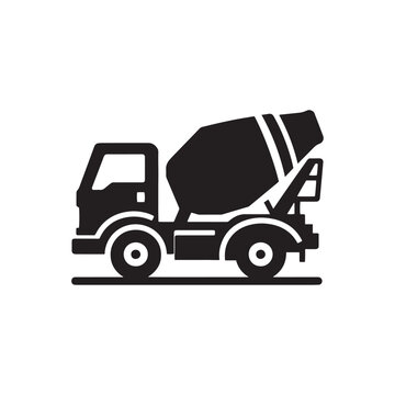 Concrete Creations: Authentic Cement Mixer Silhouette Vector for Construction Projects and Industrial Designs. Concrete truck illustration, Truck vector.