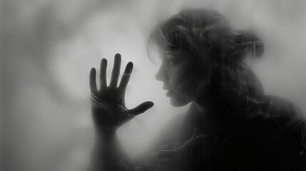 portrait silhouette girl blurry, illustration