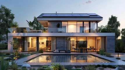 Deurstickers Modern villa not naturally hung with solar panels © artdolgov